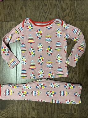 Boden Pink Multicolor Tree Print Kids Pajama Set